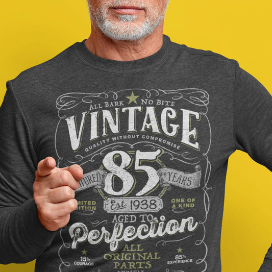 Vintage 85th Birthday T-shirt For Him - Aged To Perfection - Gift for Men - Vintage 1938, Mostly Original Parts Gift idea. V-85-1938
