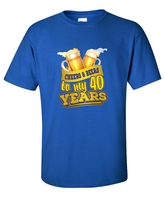 40th Birthday Gift For Men and Women - Cheers and Beers to my 40 Years! Vintage Retro Throwback Golden Oldies T-shirt Gift. Any Year CnB-40