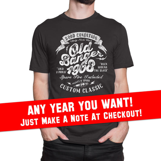 Funny 50th Birthday Old banger t-shirt. Funny Car guy t-shirt. Mechanic shirt. 1968 shirt for grandfather grandpa dad father cool OB-1968