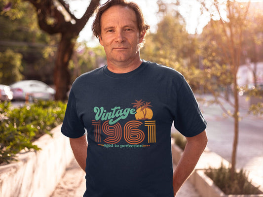 Retro Beach 60th Birthday Top For Him or Her, Women born in 1961 - Vintage 1961 shirt, Aged To Perfection, Palm Tree T-shirt Gift  PALM-1961