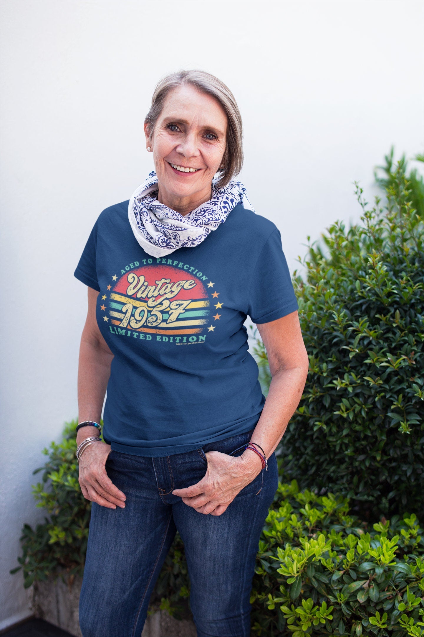 Custom Vintage 1958, Retro Sunset 65th Birthday Shirt For Her - Women born in 1957 - Aged To Perfection Limited Edition T-shirt Gift SUN-19