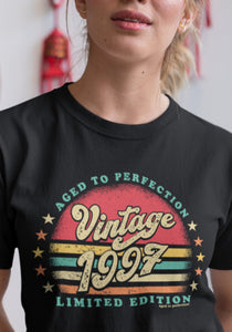 Retro Sunset 25th Birthday Shirt For Her - Women born in 1997 - Vintage 1997 Aged To Perfection Limited Edition T-shirt Gift idea  SUN-1997