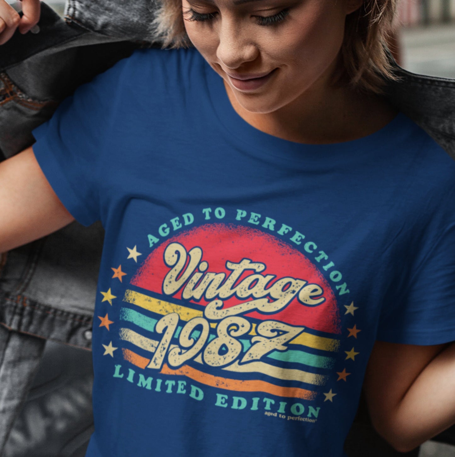 Retro Sunset 36th Birthday Shirt For Her - Women born in 1987 - Vintage 1987 Aged To Perfection Limited Edition T-shirt Gift idea  SUN-1987