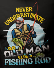 Funny Fishing Birthday Gift For Dad, Bass Fishing Shirt, Angler, Grandpa, Never Underestimate An Old Man Fishing Rod T-shirt Gift S-201