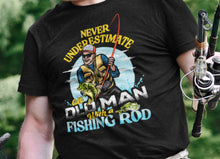 Funny Fishing Birthday Gift For Dad, Bass Fishing Shirt, Angler, Grandpa, Never Underestimate An Old Man Fishing Rod T-shirt Gift S-201