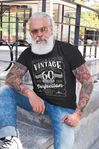 60th Birthday Gift For Men, 1963 Birthday Shirt, Vintage Aged To Perfection, Men and Women, Vintage 1963 Mostly Original Parts  V-60-1963