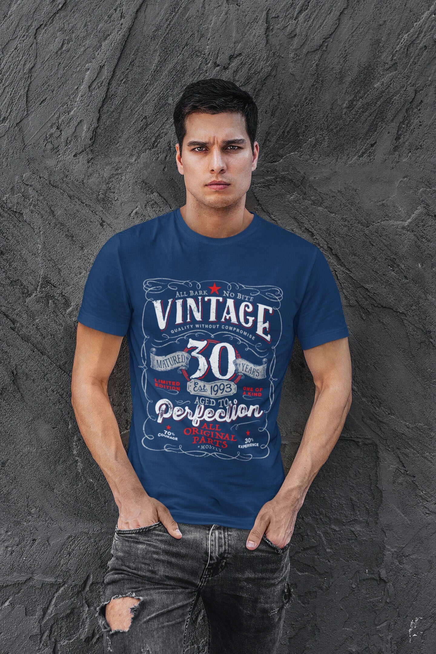 30th in 2023 Birthday Gift For Men and Women - Vintage 1993 Aged To Perfection® Mostly Original Parts Courage T-shirt Gift idea VIN-30-1993