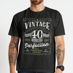 40th Birthday Shirt For Men and Women born in 1983 - Vintage Est 1983 Aged To Perfection Mostly Original Parts T-shirt Gift idea.  V-40-1983