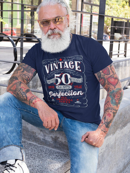 50th in 2023 Birthday Gift For Men and Women - Vintage 1973 Aged To Perfection® Mostly Original Parts Courage T-shirt Gift idea VIN-50-1973