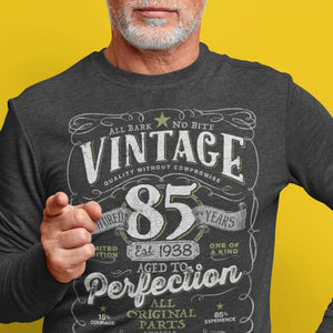 Vintage 85th Birthday T-shirt For Him - Aged To Perfection - Gift for Men - Vintage 1938,  Mostly Original Parts Gift idea.  V-85-1938