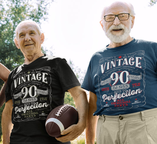 90th in 1933 Birthday Gift For Men and Women - Vintage 1933 Aged To Perfection® Mostly Original Parts Courage T-shirt Gift idea VIN-90-1933