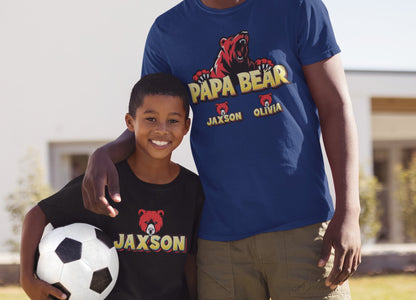 Personalized Papa Bear Shirt with Kids Names, or Grandkids, Custom Name Grandpa T-shirt, Father's Day Shirt For Pops, Personalized Gift