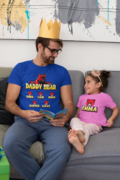 Personalized Daddy Bear Shirt with Kids Names For Dad, Custom Name Gift T-shirt, Father's Day Shirt For Dad, Personalized Gift Daddy For Him