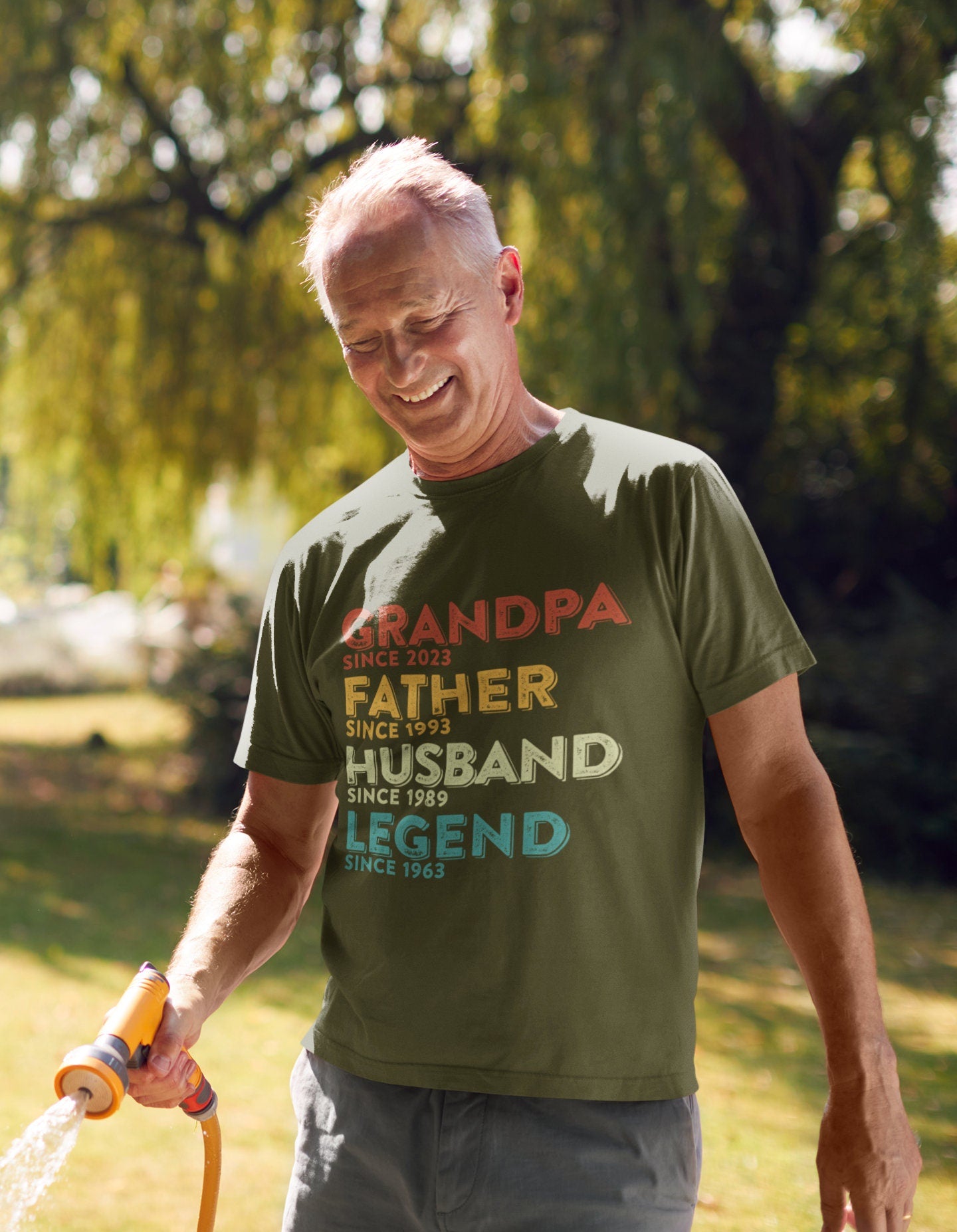 Personalized Grandpa Shirt, Father's Day Dad Shirt, Grandpa Father Husband Legend, Grandfather Custom Dates, Dad Birthday Gift for Men, 60th