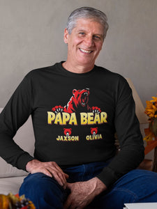 Personalized Papa Bear Shirt with Kids Names, or Grandkids, Custom Name Grandpa T-shirt, Father's Day Shirt For Pops, Personalized Gift