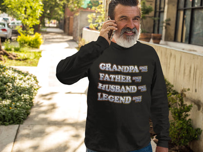 Personalized Dad Grandpa Shirt, Father's Day Shirt, Grandpa Father Husband Legend, Grandfather Custom Dates, Funny Dad Birthday Gift for Men