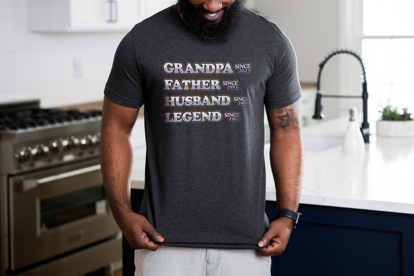 Personalized Dad Grandpa Shirt, Father's Day Shirt, Grandpa Father Husband Legend, Grandfather Custom Dates, Funny Dad Birthday Gift for Men
