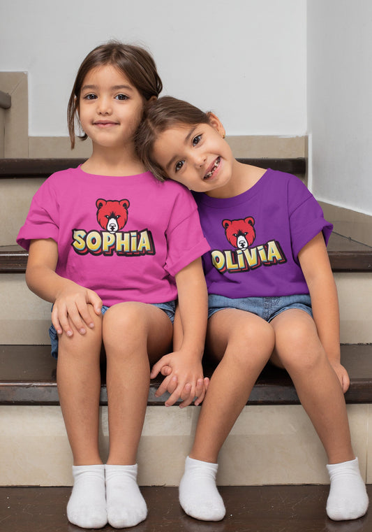 Custom Girl or Boy Name, Cute Bear Cub, Matching Family Set, Personalized Kids Shirt, Toddler Baby Top, Matching Papa Bear Infant T-Shirt