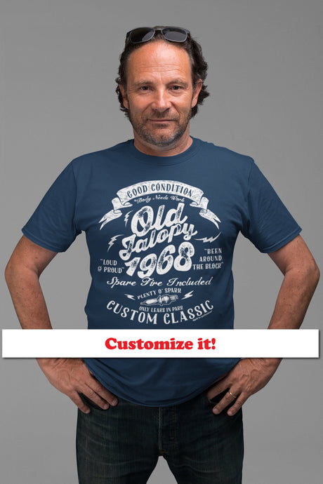 Old Jalopy 55th Birthday Shirt for Men, Funny Mechanic Birthday 1968 t-shirt, Car Birthday for Guys, Not Old I'm Classic, Fathers Day Dad OJ