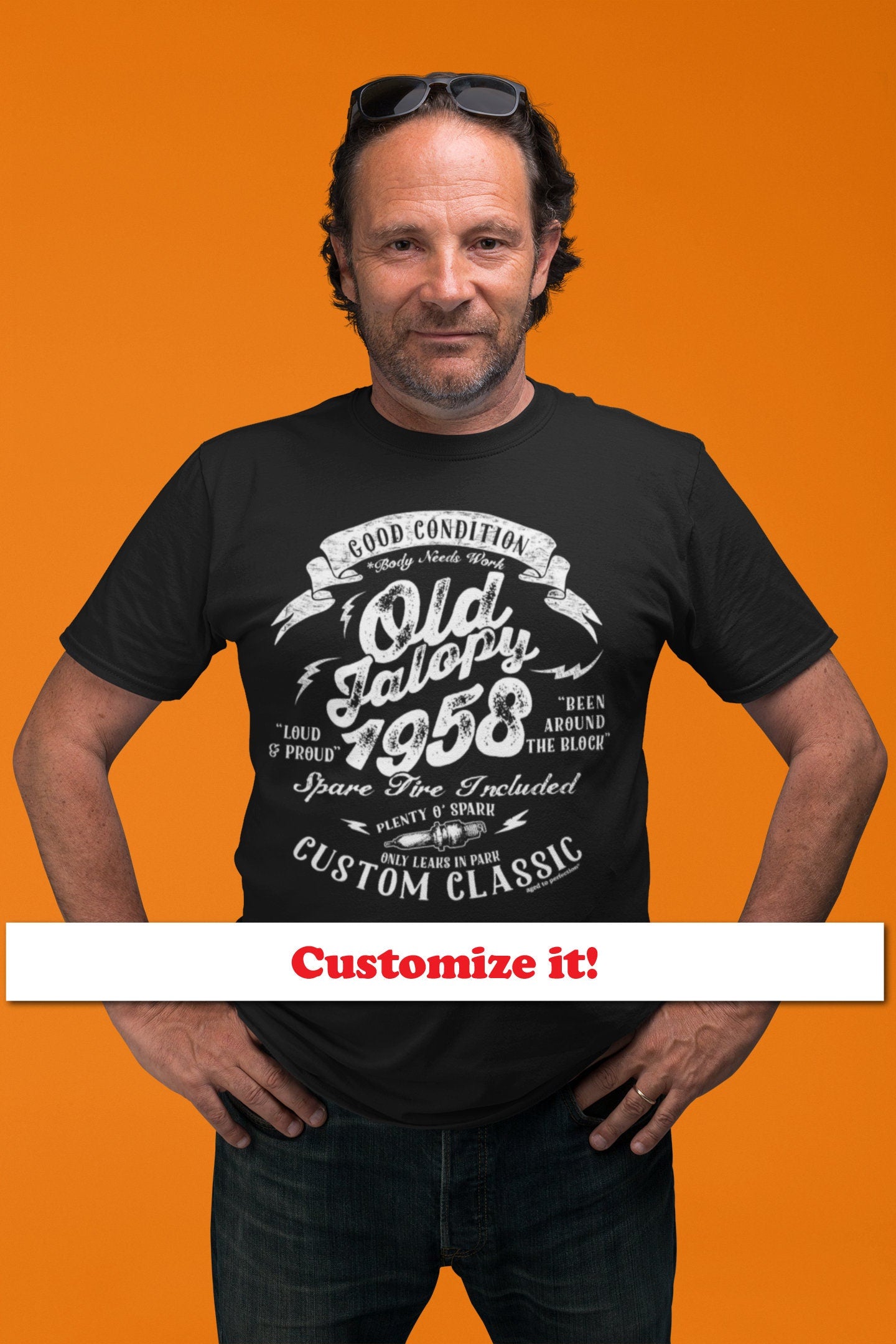 Old Jalopy 65th Birthday Shirt for Men, Funny Mechanic Birthday 1958 t-shirt, Car Birthday for Guys, Not Old I'm Classic, Fathers Day Dad OJ