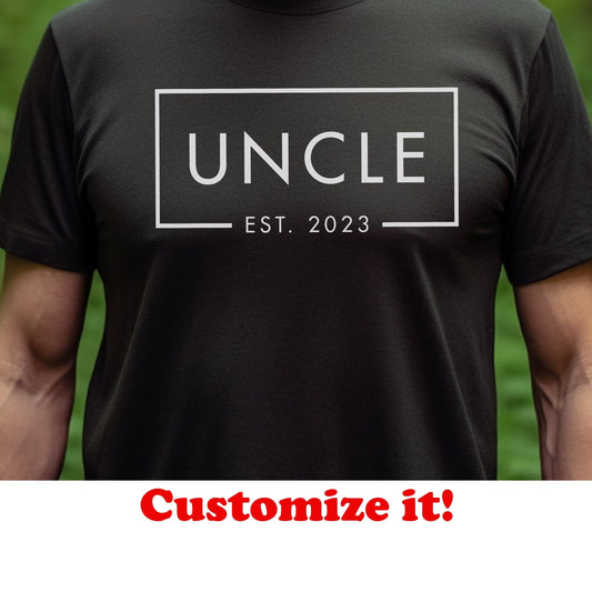 Custom Uncle Est 2024 T-Shirt, ANY YEAR Uncle Est 2023 Shirt, Shirt For New Uncle, Birthday Gifts, Custom Family Shirts, New Uncle Tee 2024
