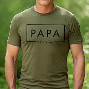 Custom Papa Est 2024 T-Shirt, ANY YEAR Papa Est 2023 Shirt, Shirt For New Papa, Birthday Gifts, Custom Family Shirts, Grandparents Tee 2024
