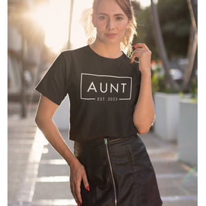 Custom Aunt Est 2024 T-Shirt, ANY YEAR Aunt Est 2023 Shirt, Shirt For New Aunt, Birthday Gifts, Custom Family Shirts, New Aunt Tee 2024