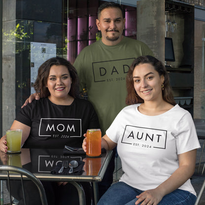 Custom Aunt Est 2024 T-Shirt, ANY YEAR Aunt Est 2023 Shirt, Shirt For New Aunt, Birthday Gifts, Custom Family Shirts, New Aunt Tee 2024