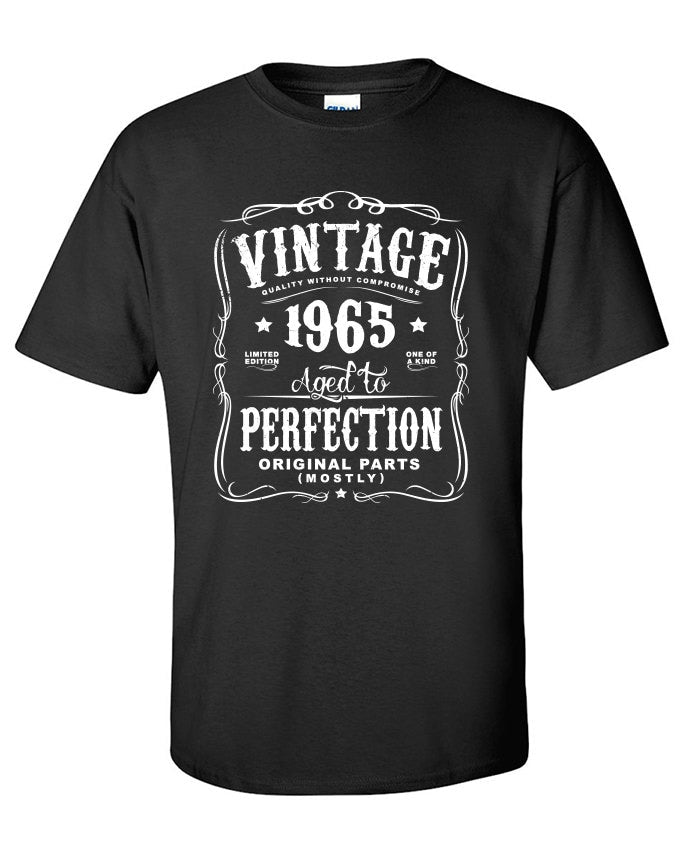 56th in 2021 Birthday Gift For Men and Women - Vintage 1965 Aged To Perfection Mostly Original Parts T-shirt Gift idea. More colors N-1965