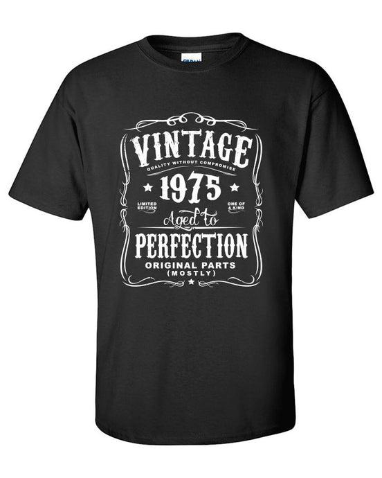 43rd in 2018 Birthday Gift For Men and Women - Vintage 1975 Aged To Perfection Mostly Original Parts T-shirt Gift idea. More colors N-1975