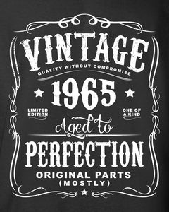 58th Birthday Gift For Men and Women - Vintage 1965 Aged To Perfection Mostly Original Parts T-shirt Gift idea. Turning 58 years old N-1965